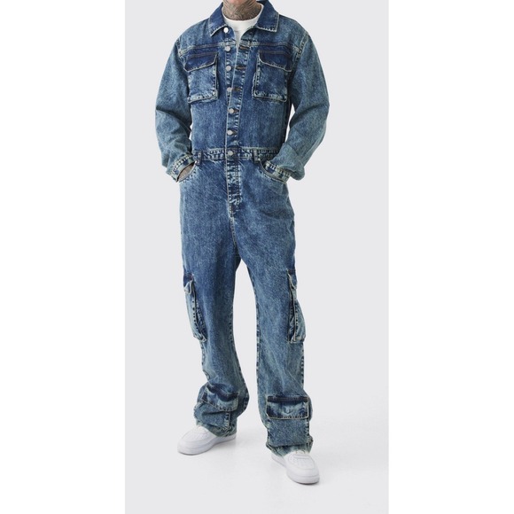 Boohooman Other - Men's Classic Blue Denim Jumpsuit
